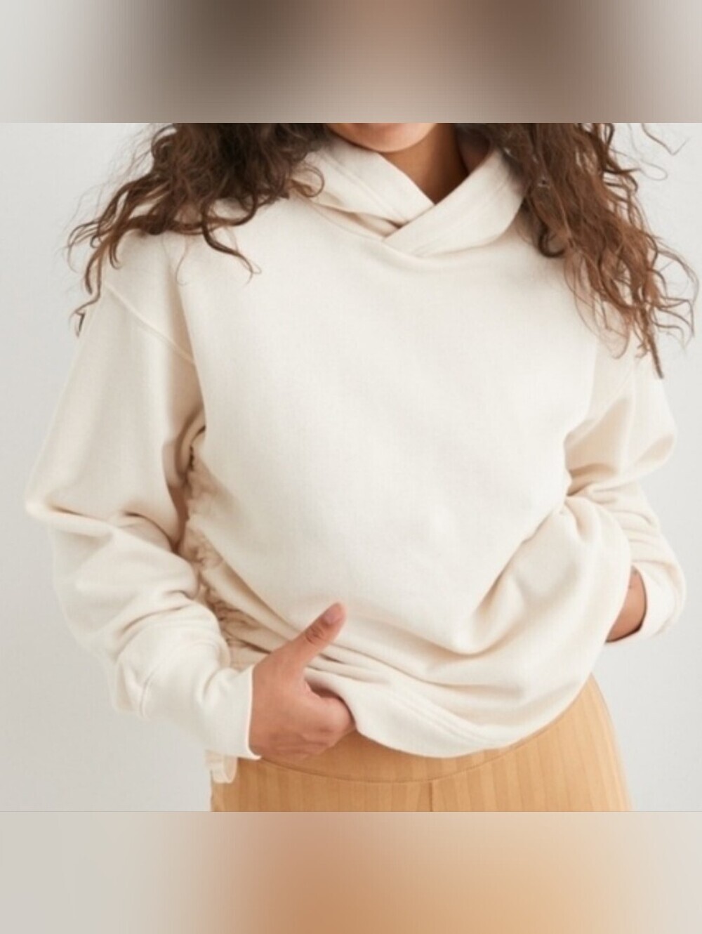 Aerie NWT Cream Side Ruched Hoodie Size XS/TP.